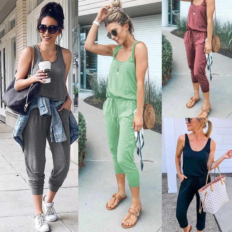

2020 hot style summer sleeveless solid-color loose dress for women