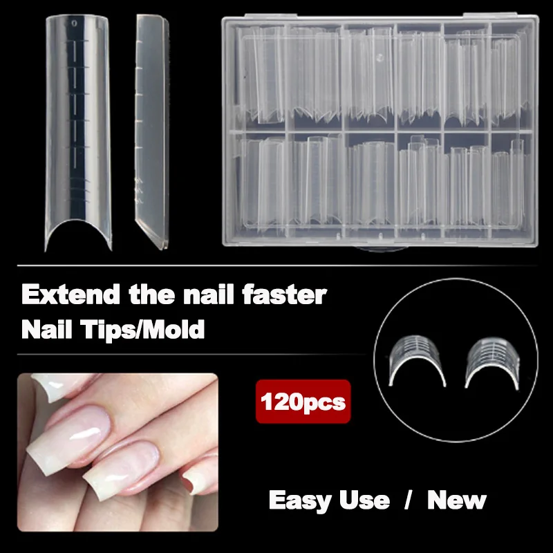 120pcs Quick Building False Nail Tips Mold Form Acrylic Extension System Fake Nails Art Builder UV Gel Manicure Tools - купить по