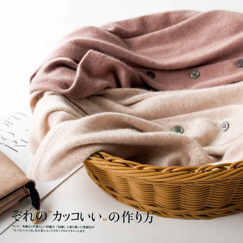 Длинный кашемировый свитер свободный тонкий сексуальный с v-образным вырезом