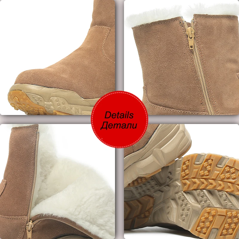 Мужские зимние ботинки с меховой подкладкой GRITION теплые из натуральной кожи