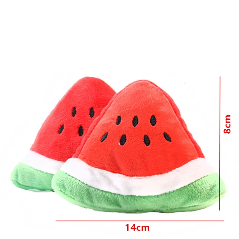 watermelon 1pcs 1 шт. мягкая игрушка скрип скрипучий плюшевый звук фрукты овощи арбуз Кормление морковь Чили Баклажан товары для домашних животных товары для собак - Цвет: watermelon 1pcs