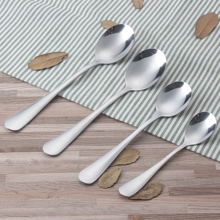 

Stainless Steel Rice Spoon 4 Sizes Tea Coffee Soup Rice Spoon Tableware New Arrivals Silver Kitchen Tools