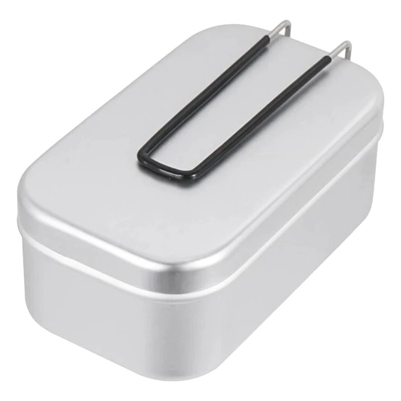 

Tin Can Aluminum Lunch Box Foldable Folding Handle perfect for Cooking/Steaming Oven Camping/Climbing/Outdoor