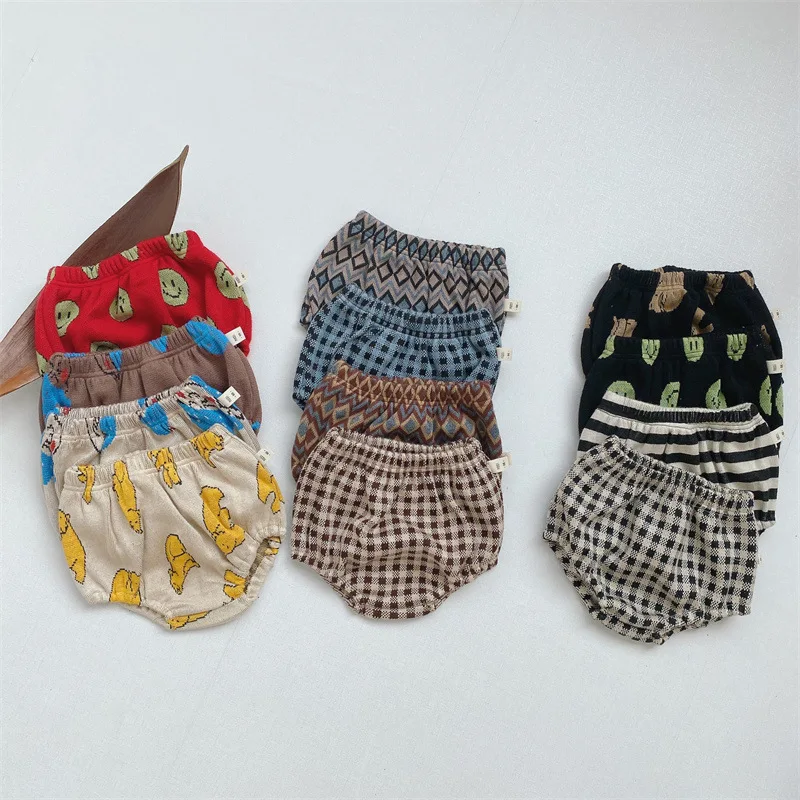 Pantalones cortos de algod&oacute;n con estampado de dibujos animados para beb&eacute;s, pantal&oacute;n informal a cuadros de Pp para beb&eacute;s reci&eacute;n nacidos, para oto&ntilde;o, 2021-0