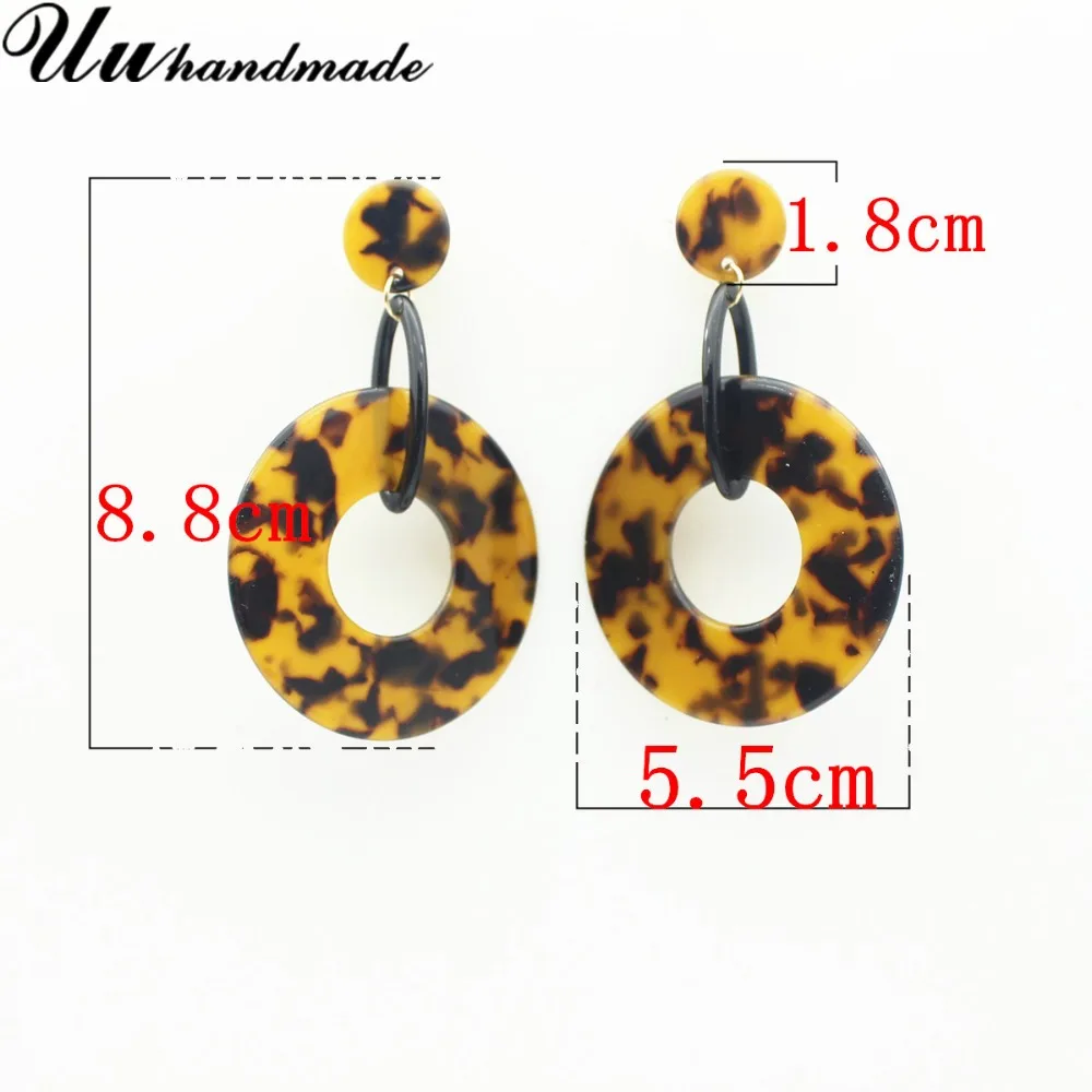 Leopard Pattern Chunky Round Shape Acylic Drop Earrings Tortoise Shell Eer Jewelry | Украшения и аксессуары