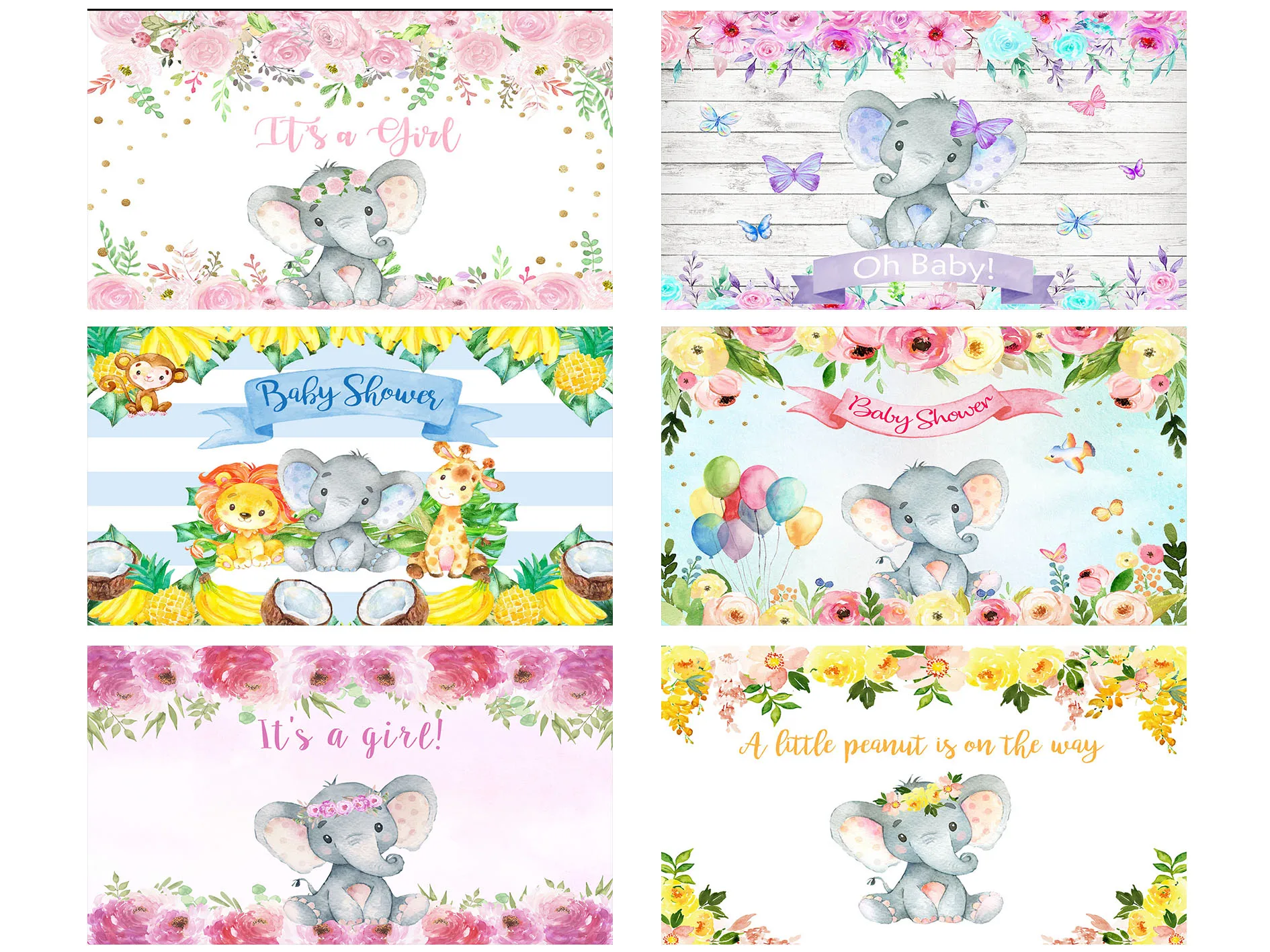 

Фон для фотосъемки новорожденных мальчиков и девочек с изображением слона животных цветов