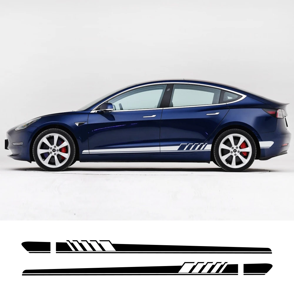 

For Tesla Model 3 S X P100D 2Pcs Car Long Side Door Stickers Auto Vinyl Film Decals Styling Automobile Car Tuning Accessories