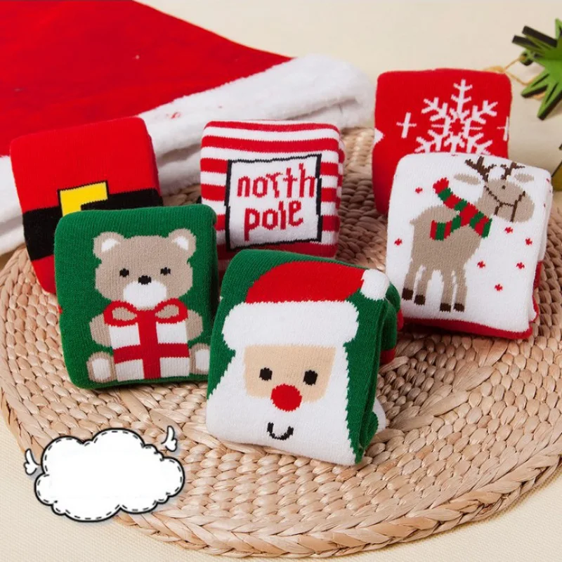 Осень зима рождественский подарок Детские хлопковые теплые толстые носки