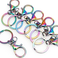 3pcslot chain key ring long 65mm popular colorful plated lobster clasp key hook chain jewelry making for keychain