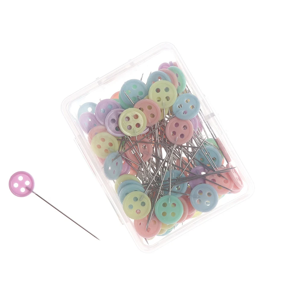 

100Pcs/lot Sewing Accessories Patchwork Flower/Bow tie/Button Pins Sewing Pin With Box DIY Sewing Patchwork Pins Arts Crafts