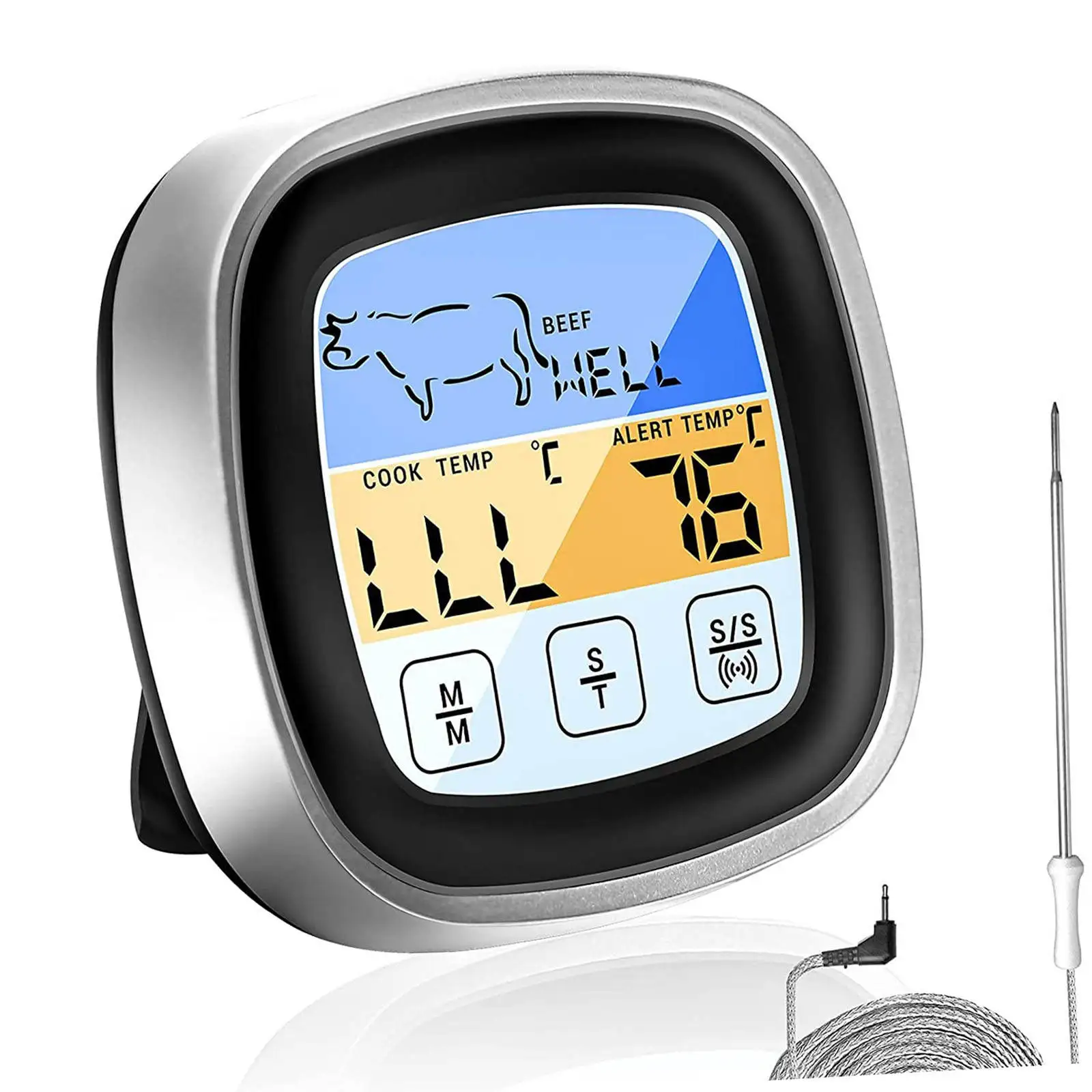 

Accurate Food Thermometer Temperature Alarm LCD Backlight Grill Temperature for Baking