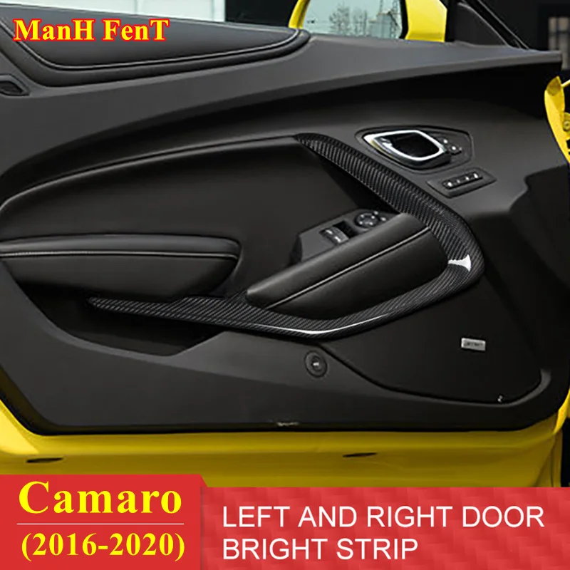 

For Chevrolet Camaro Inner Door Handle Panel Real Carbon Fiber Interior Decoration 3D Sticker 2016-2020