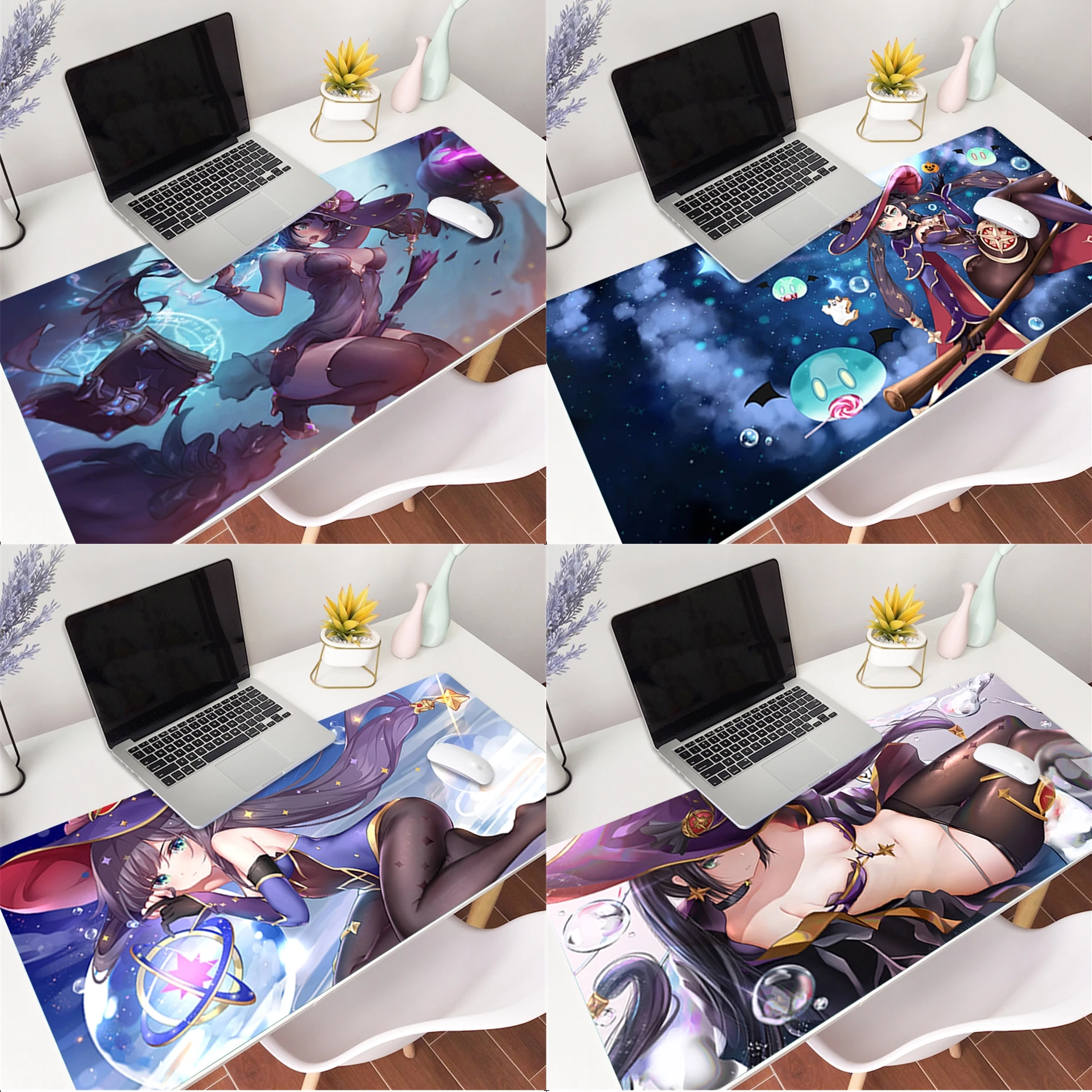 

Girly Mona genshin impact Simple Design Office Mice Gamer Soft Mouse Pad for large Edge Locking Speed Version Game Keyboard Pad