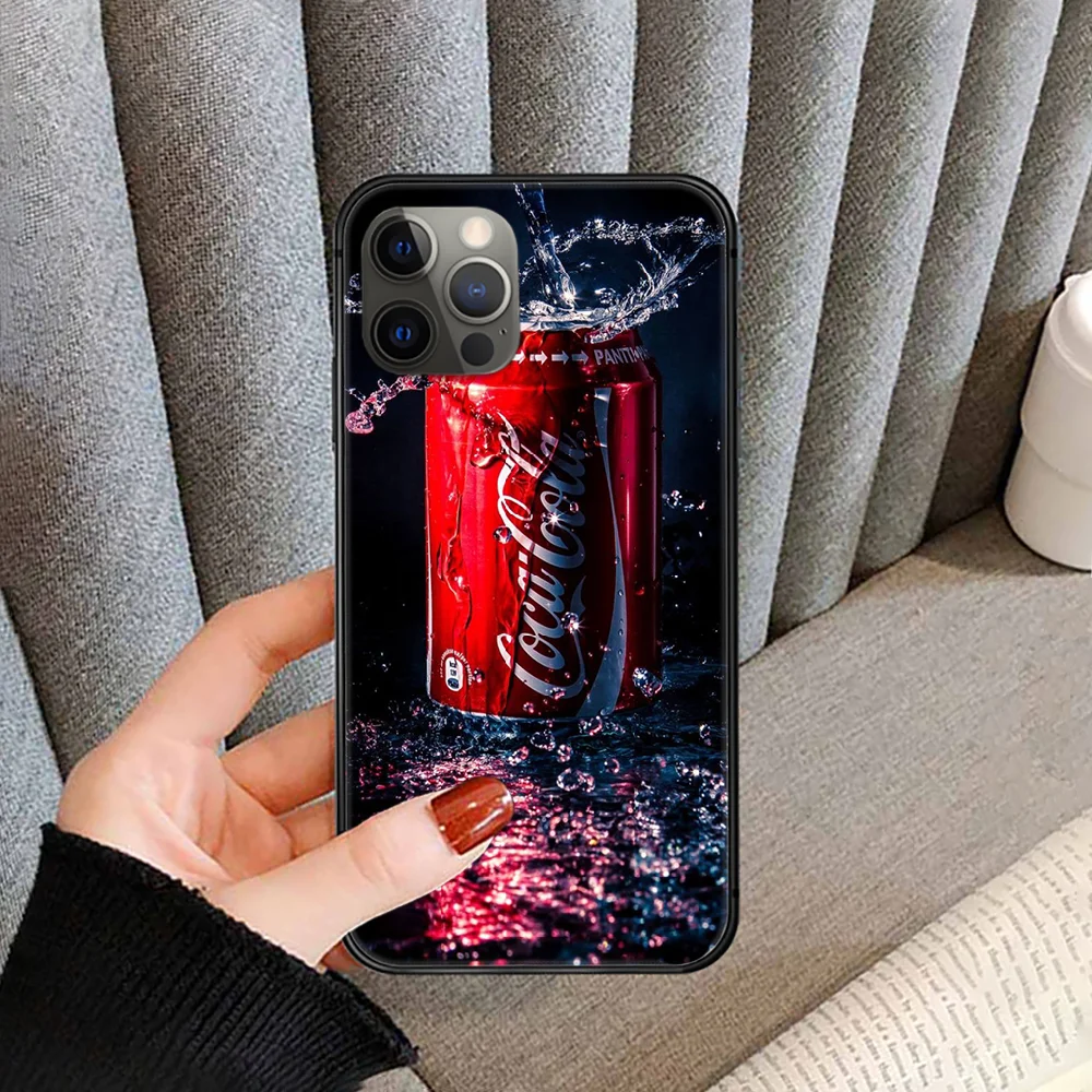 

Fashion Brand Coca Coke Phone Case Cover For Iphone 5 5S 6 6S PLUS 7 8 11 12 Mini X XR XS PRO SE 2020 MAX black Etui Silicone