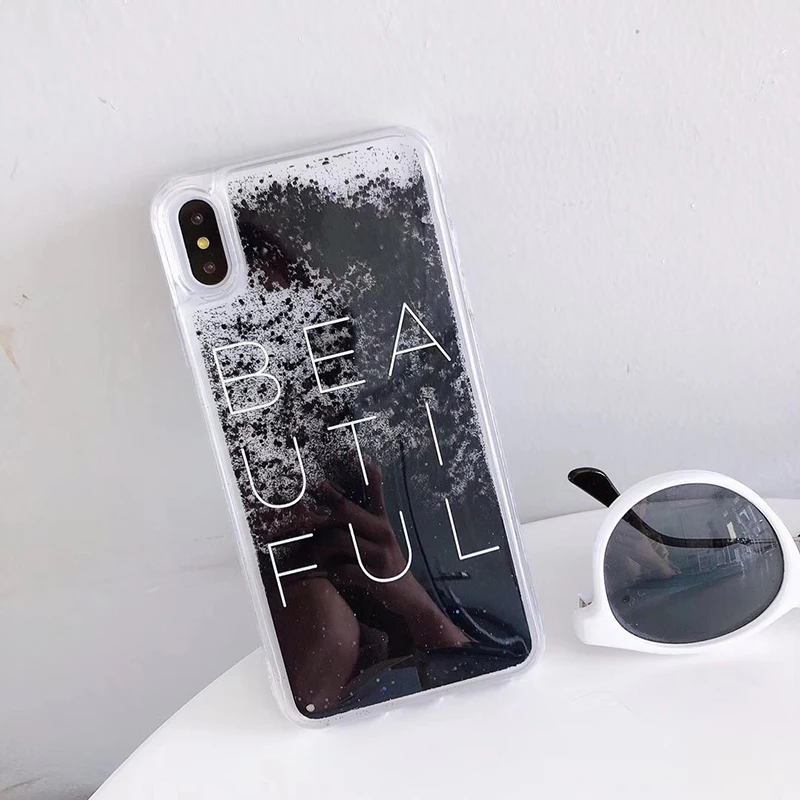 Luxury Flowing Quicksand Soft Cover Case for iPhone X XR XS Max Liquid Phone Cases For iphone 6 6S 7 8 Plus Back Shell Black |