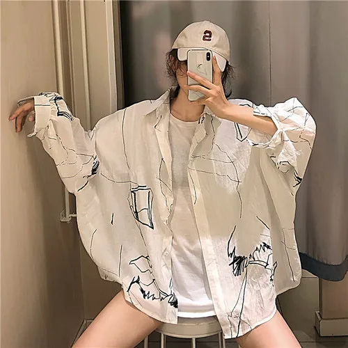 Простой белый Повседневный Свободный корейский стиль негабаритный базовый