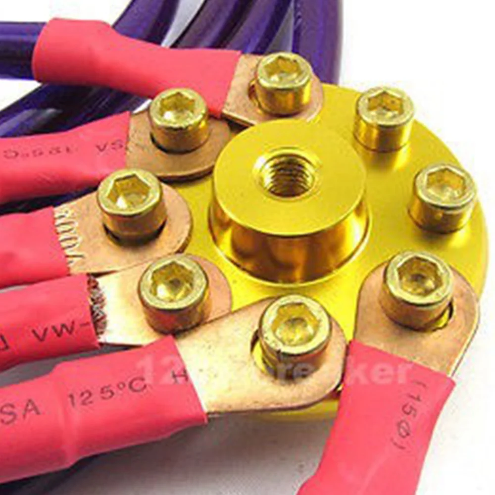 

Universal 6- Point Octagon 6 in 1 Car Battery Earth Ground Cables Grounding Wire System Kit Improve Power