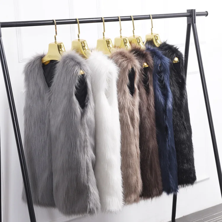 

Faux Fur Waistcoat Fake Fox fur Coat Vest Casual Warm Winter Jacket Slim futerko Soft fur Jacket feminin