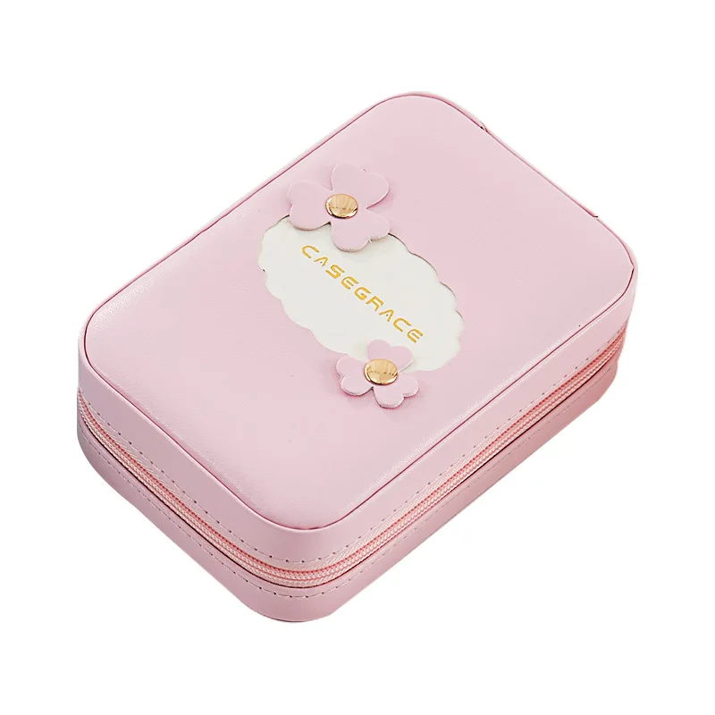 

Gift Jewelry Pu Leather Jewelry Box Simple Single Layer Lipstick Jewelry Storage Box Creative Zipper Makeup Box