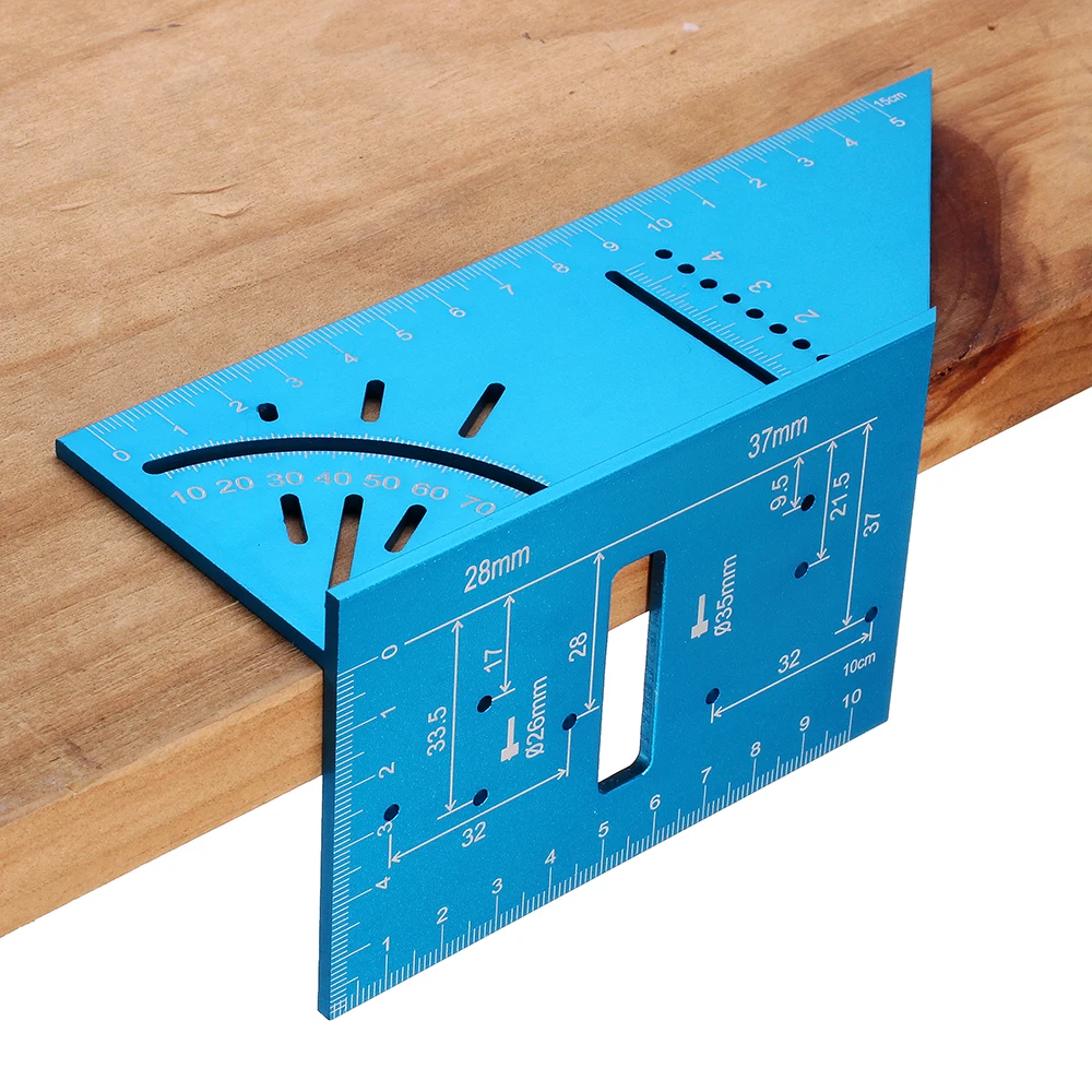 

45/90 Degree Multifunctional Angle Ruler Aluminum Alloy Woodworking Scribe