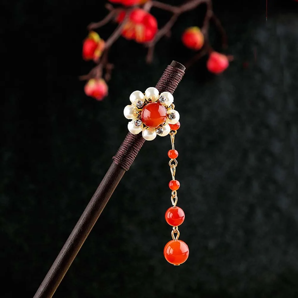 Заколка для волос в китайском стиле имитация дерева Нефритовый Цветок