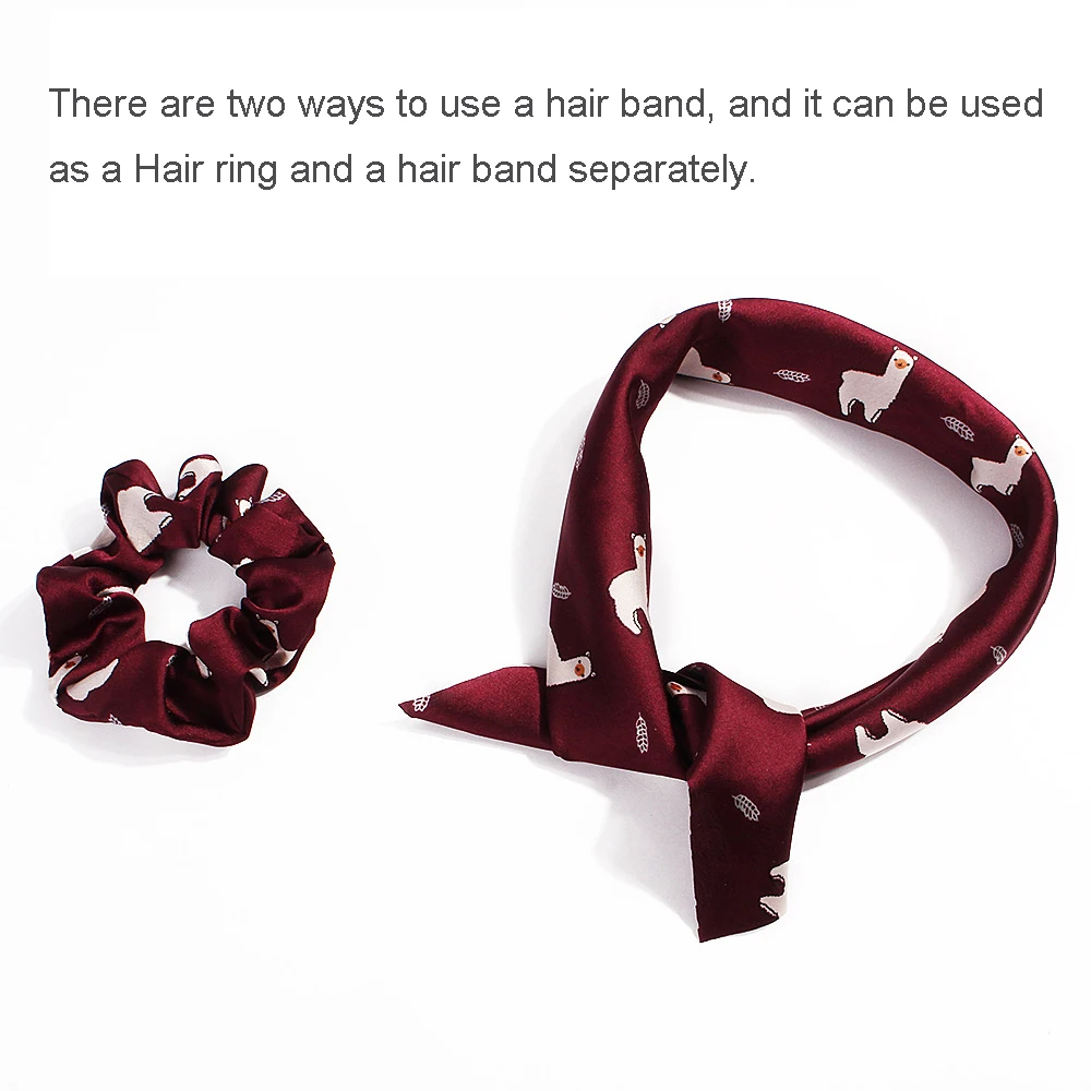 Резинка для волос атласный шелковый шарф с принтом милые заколки бантом женская