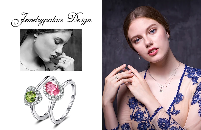 JewelryPalace модное разноцветное кольцо из натурального турмалина 925 пробы Серебряное кольцо для мамы и дочки