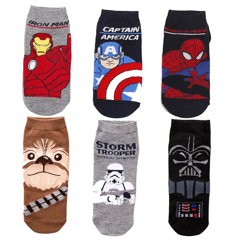 Горячая Marvel аниме носки с изображением Человека паука Железный человек Звездные