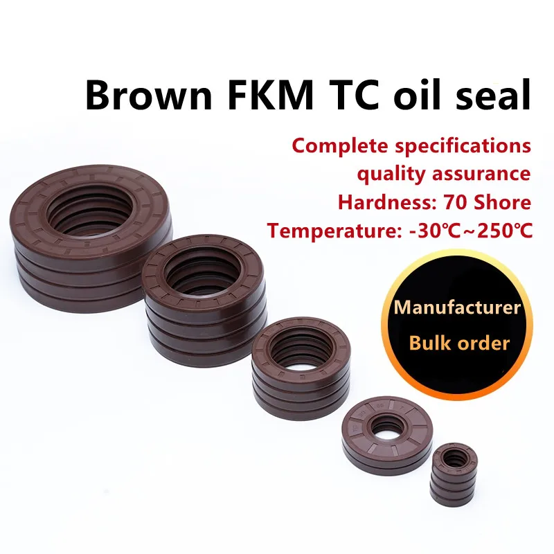 Каркасный масляный уплотнитель BrownFKM TC-22/23*32/37/38/40/42/45/57/48/52*7/8/9/10/12 мм двойная губа 306