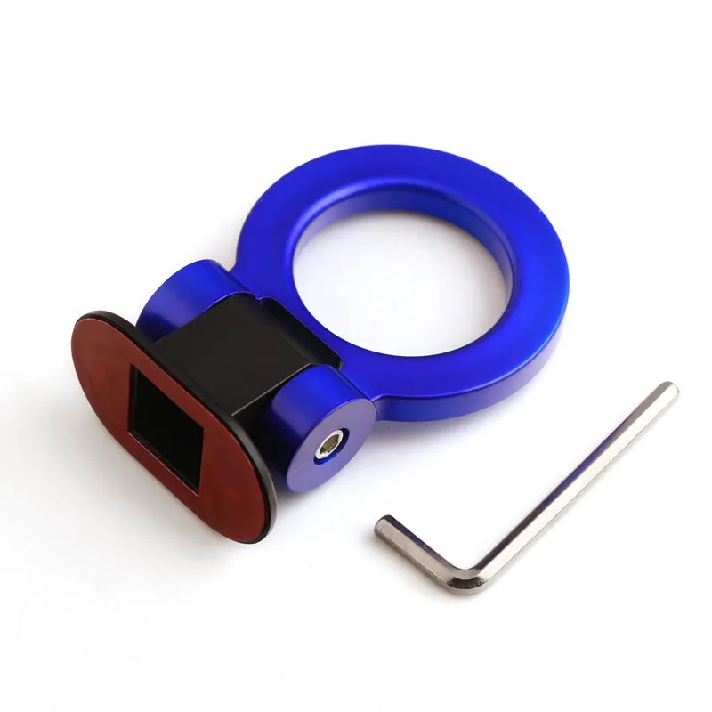 blue round Автомобильный Стайлинг, трейлер, крючки, наклейка, украшение автомобиля, авто, Задний Передний трейлер, моделирование гоночного кольца, буксировочный крюк, АБС - Название цвета: blue round