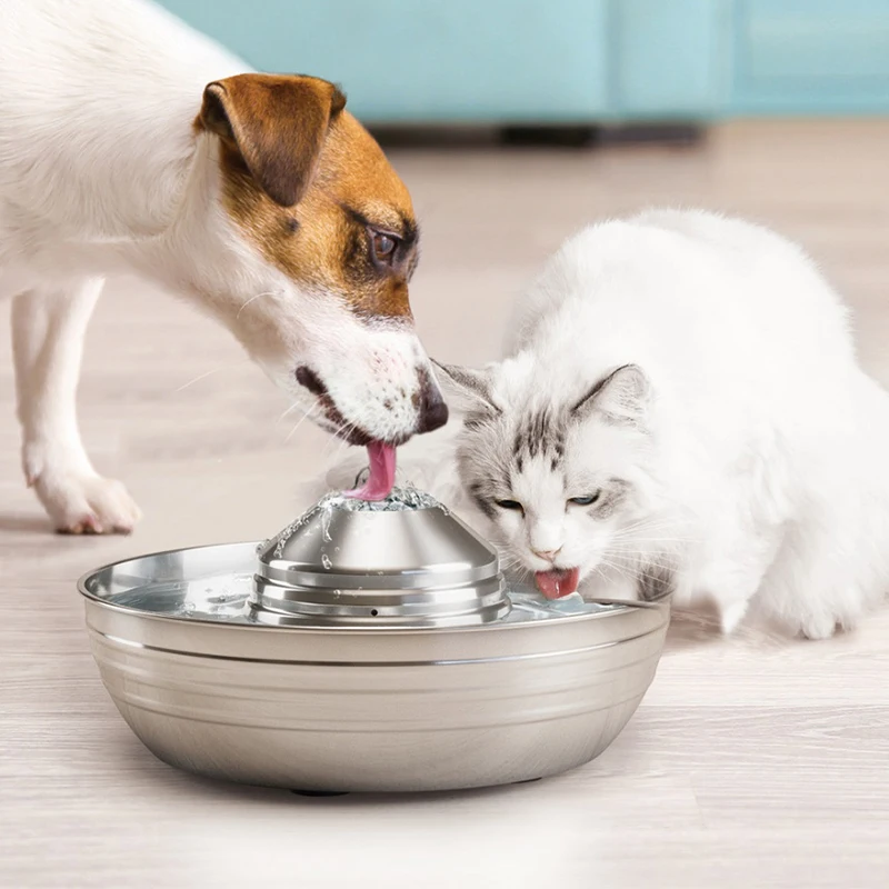 

Cat Dog Water Fountain Stainless Steel Pet Automatic Dispenser Drinking Kitten Puppy 2L Ultra-Quiet Filter Fountains Dog Drinker