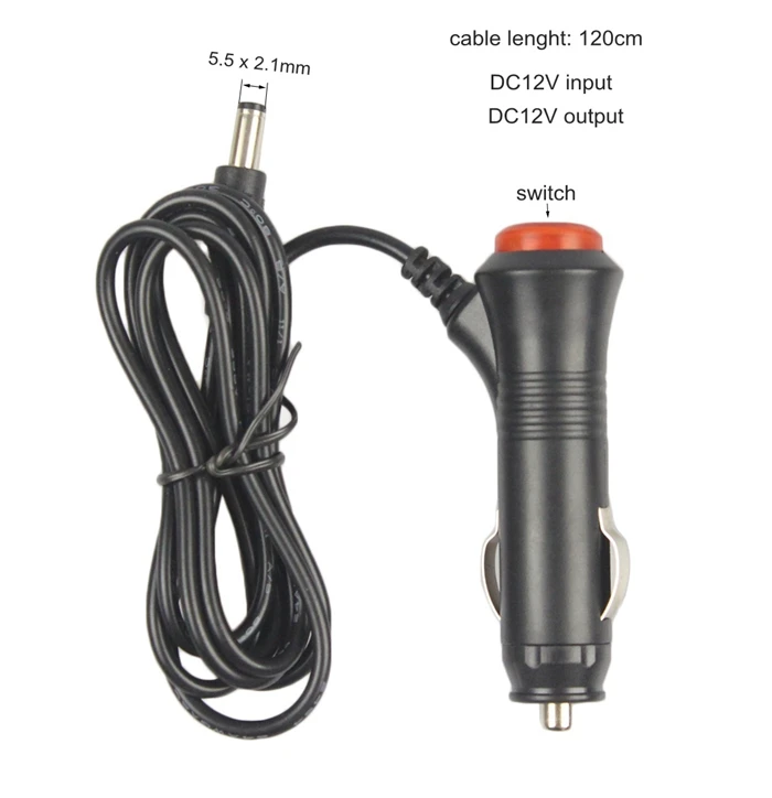 DIYSECUR 5,5x2,1 мм DC12V автомобильное зарядное устройство адаптер питания+ AV RCA удлинитель/шнур видео кабель для автомобиля камеры и автомобиля монитор
