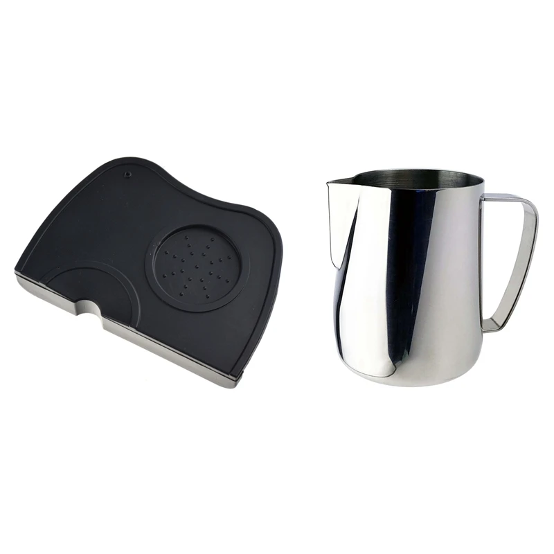 

1Pcs Rubber Irregular Holder Pressed Powder Anti-Skid Safety Corner Pad & 1Pcs 350Ml Frothing Pitcher Pull Flower Cup
