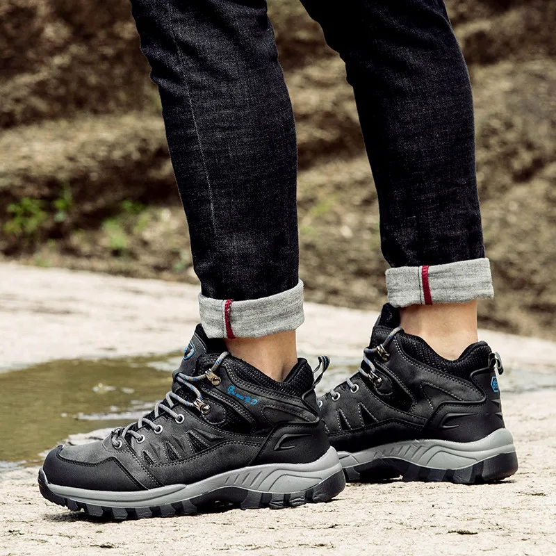 Мужские повседневные зимние теплые ботинки из натуральной кожи рабочие уличные