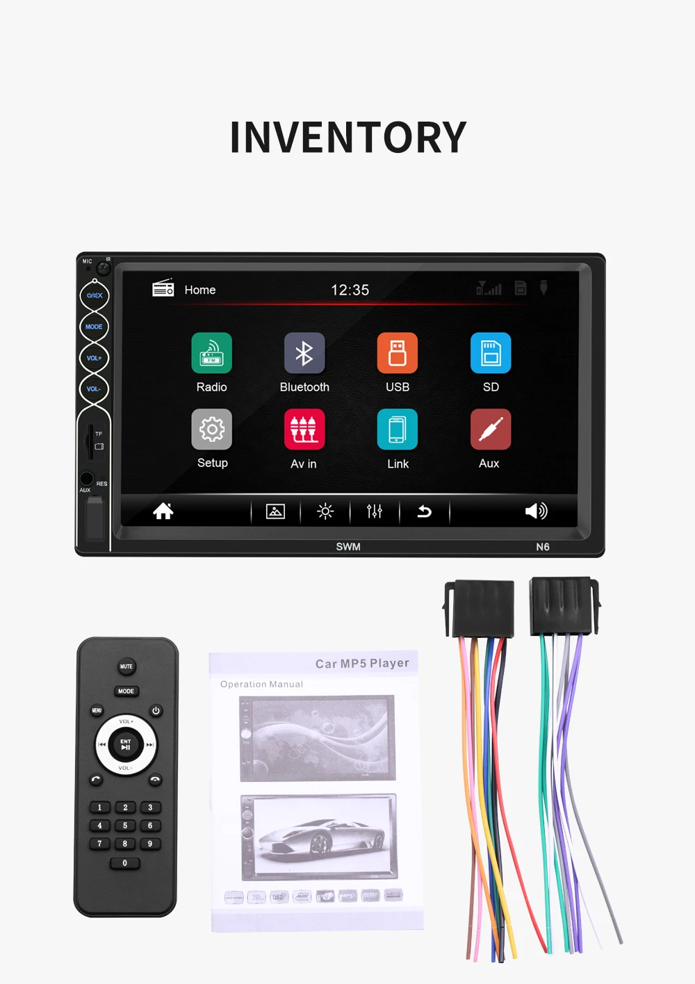 Автомагнитола N6 с сенсорным экраном 7 дюймов MP5-плеер поддержкой Bluetooth несколько