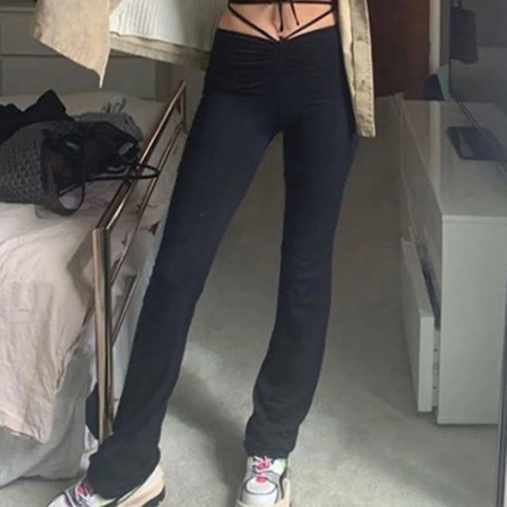 Тонкий Высокая Талия Hin Тонкие повязки прямые брюки для девочек женские Высокое