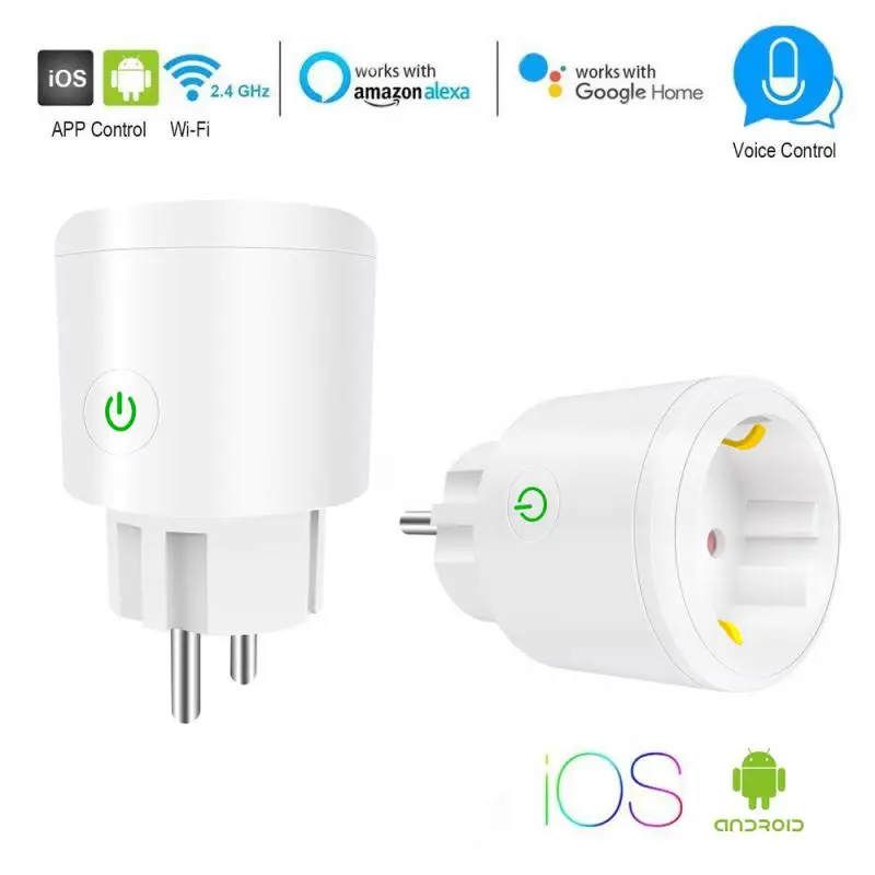 

20A Wireless WiFi Smart Plug EU Adaptor Remote Voice Control Power Energy Monitor Outlet Timer Socket For Alexa Google Home