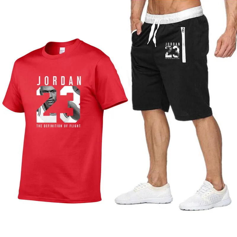 Новинка JORDAN 23 Мужская мода из двух частей футболка + шорты костюм мужская летняя