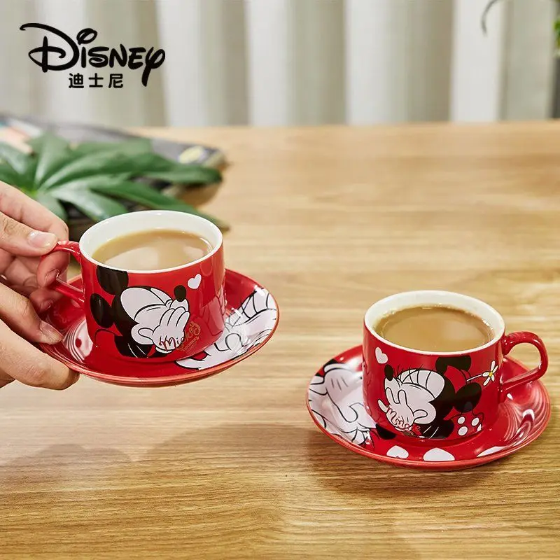 

Паровая чашка с милыми мультяшными героями Диснея, Микки и Минни, креативная керамическая чашка и блюдце, набор кофе с блюдце, маленькая чаш...