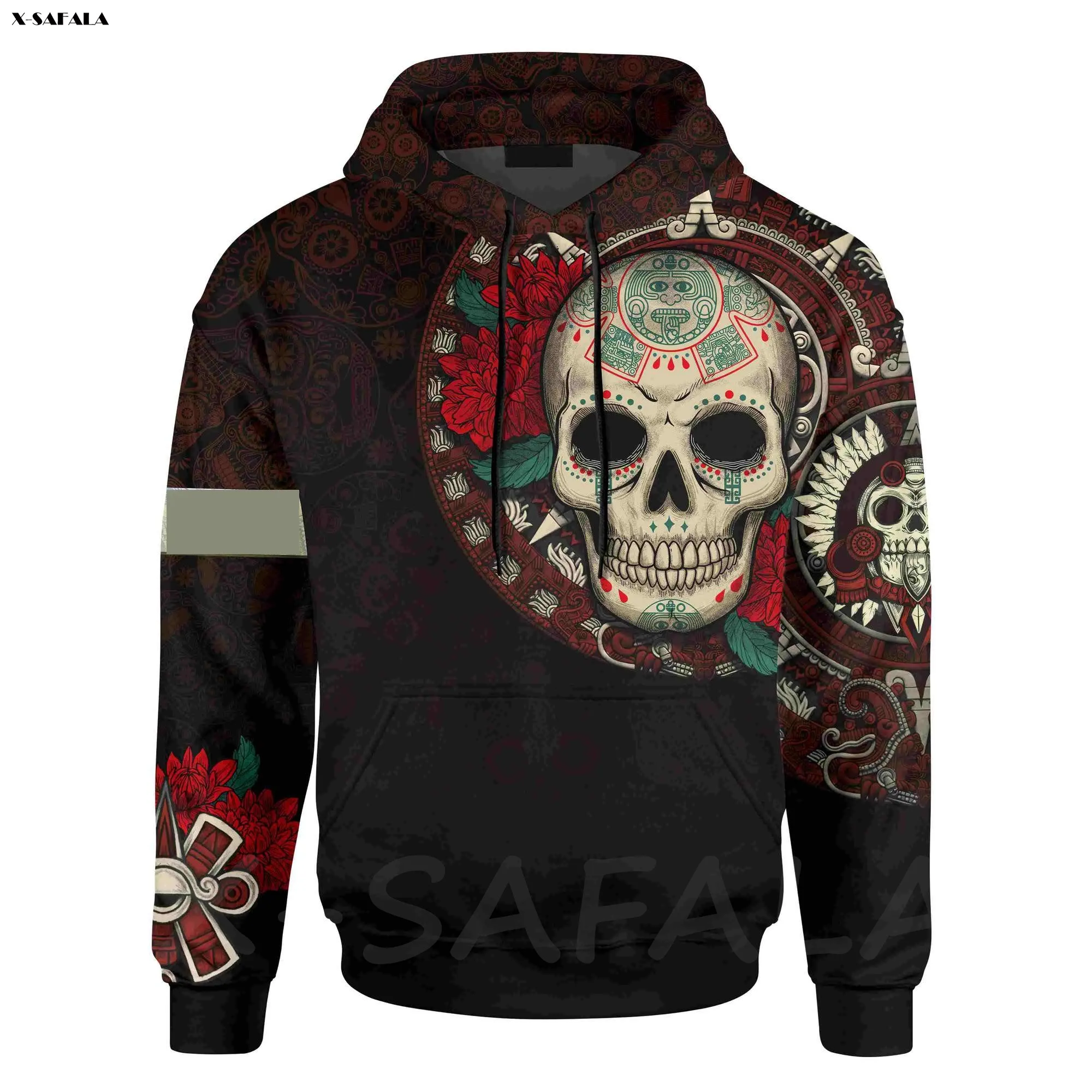 

Aztec Mayan Mexico Owl Sugar Skull Day Of The Dead 3D Printed Hoodie Man Female Zipper Sweatshirt Jersey Streetwear Tracksuits