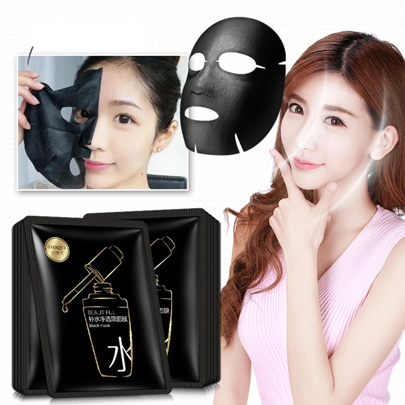 

5PCS Hydrating Black Mask Face Moisturzing BlackHead Remove Whitening Facial Mask Shrink Pores Skin Care