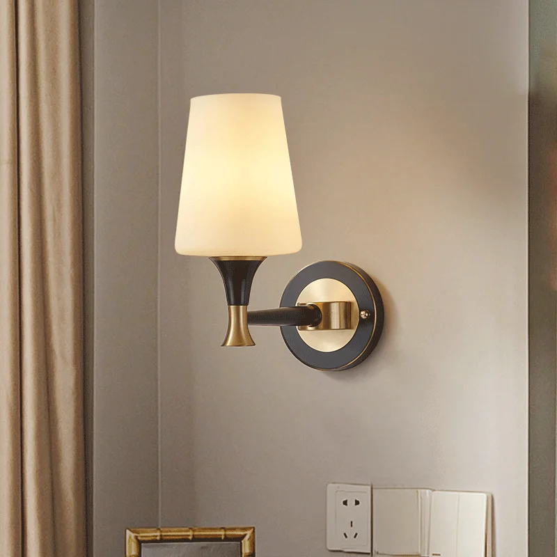 Комнатный настенный светильник для спальни прикроватный медный роскошный фон