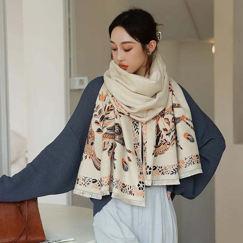 

Новые кашемировые шарфы с принтом и кисточками, осенняя мода, 190x65 см, популярное пылезащитное пляжное полотенце, зимние дорожные двусторонние шали