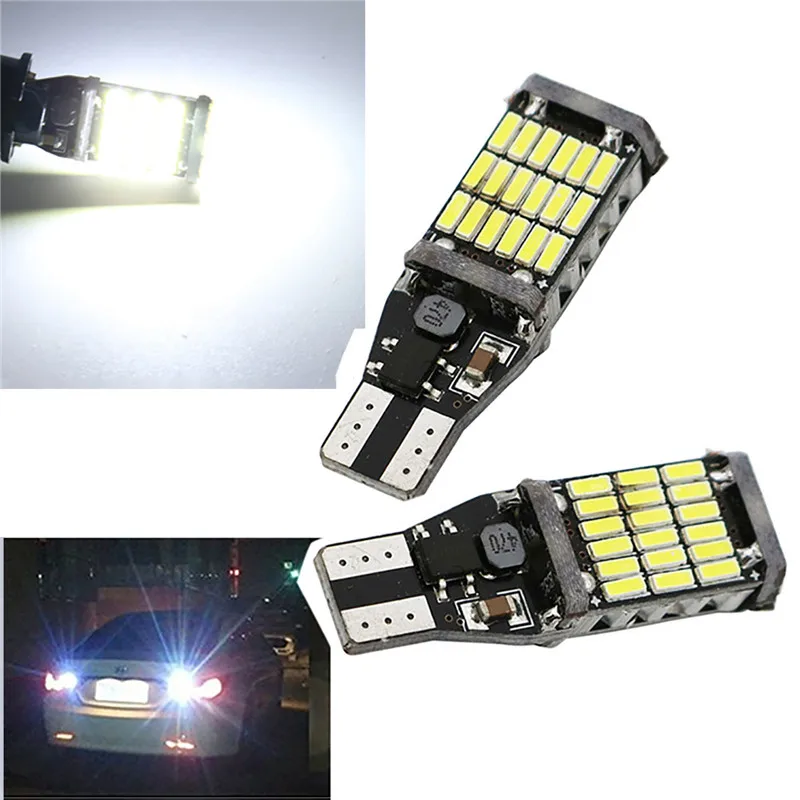 

LED T15 T16 W16W Canbus Car Light Bulbs 45SMD LED Chips Wedge Bulb 6500K White Car Tail Brake Light Backup Reverse Lamp car bulb