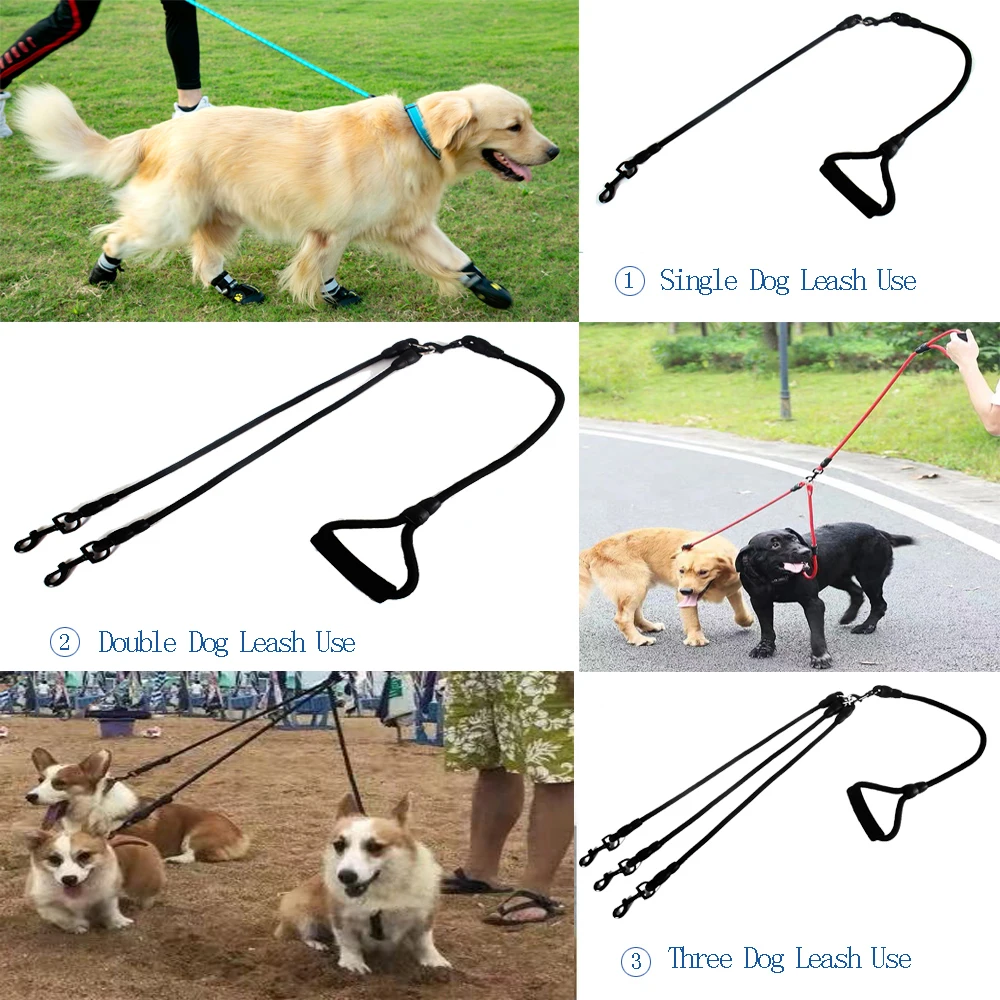 Черный многоголовый нейлоновый поводок для собак с мягкой ручкой скалолазание