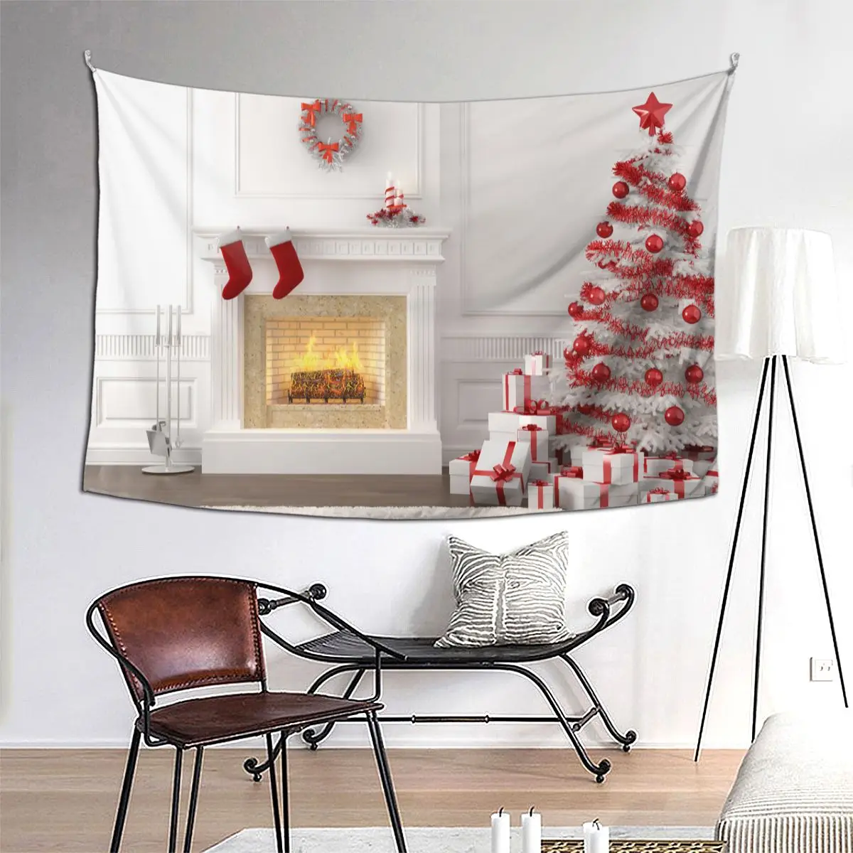 Christmas Gift Tapestry Hippie Polyester Wall Hanging Fireplace Xmas Room Decor Curtain Witchcraft | Дом и сад