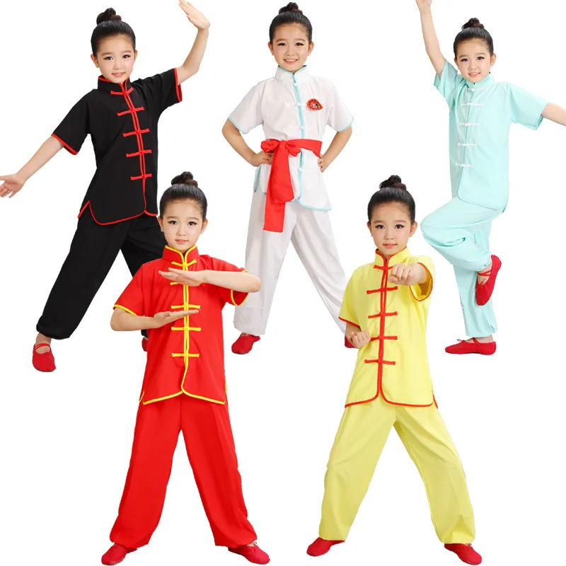 

Children Wushu Costume New Youth Short Sleeve Clothes and Tai Chi Students Kung Fu Performance Clothing