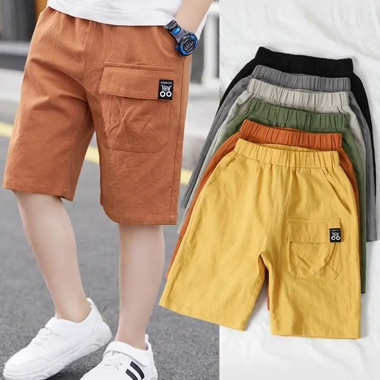 

Boys' Shorts Summer Overalls 2021 New Boys' Thin Cropped Pants Children Bermuda Shorts Western Style All-Matching