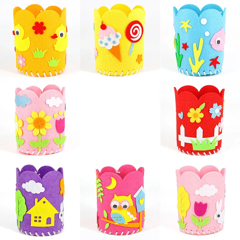 

Мультяшная Нетканая подставка для ручек детский сад ручная работа, сделай сам, ремесло набор игрушек детские трехмерные ремесла и искусств...