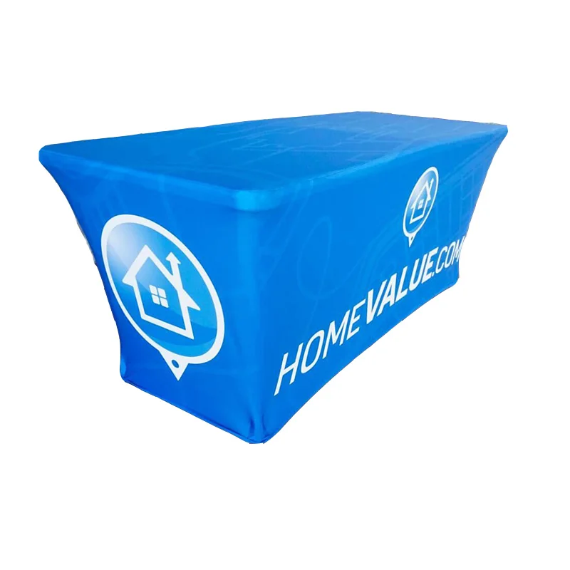 

Free Shipping Stretch Fabric Table Cover Fits 6ft Table Printed Full Color Dye Sublimation, Custom Elasticity Tableclothes